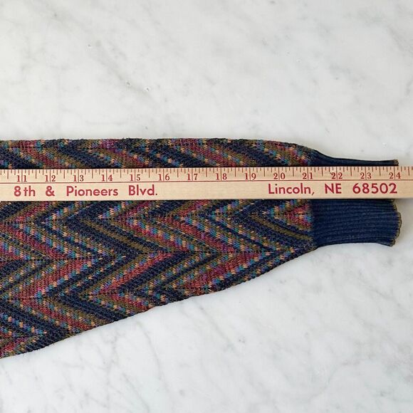 Tricots St Raphael Sweater Vintage 90s V Neck Zig Zag Jewel Tones-Men's Size L - Picture 8 of 9